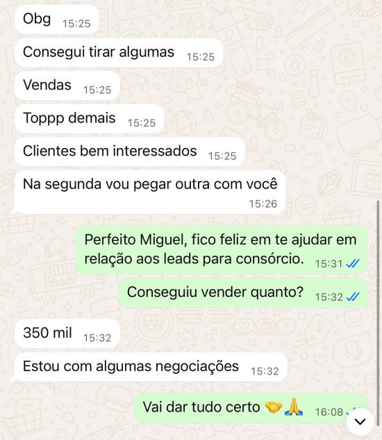 Depoimento de cliente satisfeito